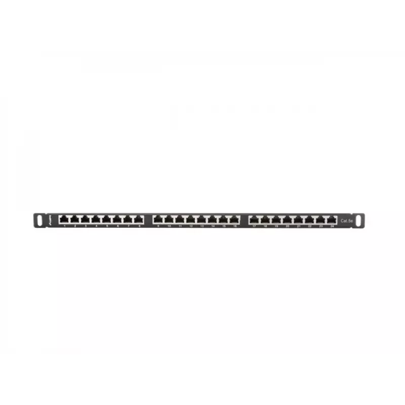 Patchpanel LANBERG PPS5-0024-B 24 θυρών CAT5e, μέταλλο, 0,5 U, 445×99×22,3 mm, μαύρο