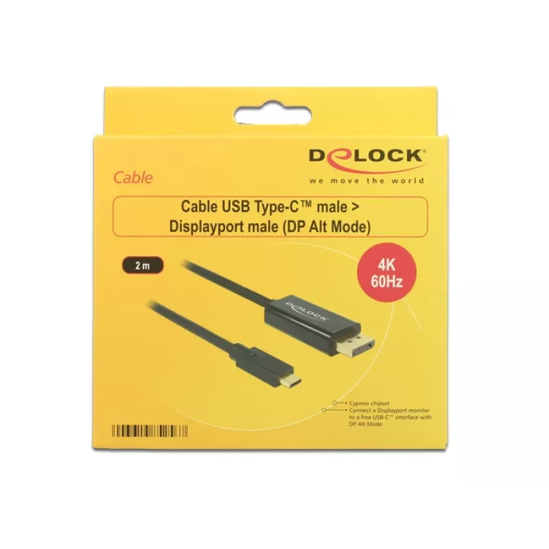 DeLOCK 85256 Καλώδιο βίντεο-αντάπτορας 2 m USB Type-C DisplayPort μαύρο