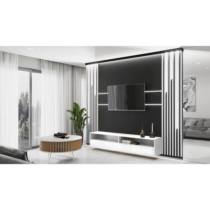 Τραπέζι RONDA 90 Λευκό, slatted oak
