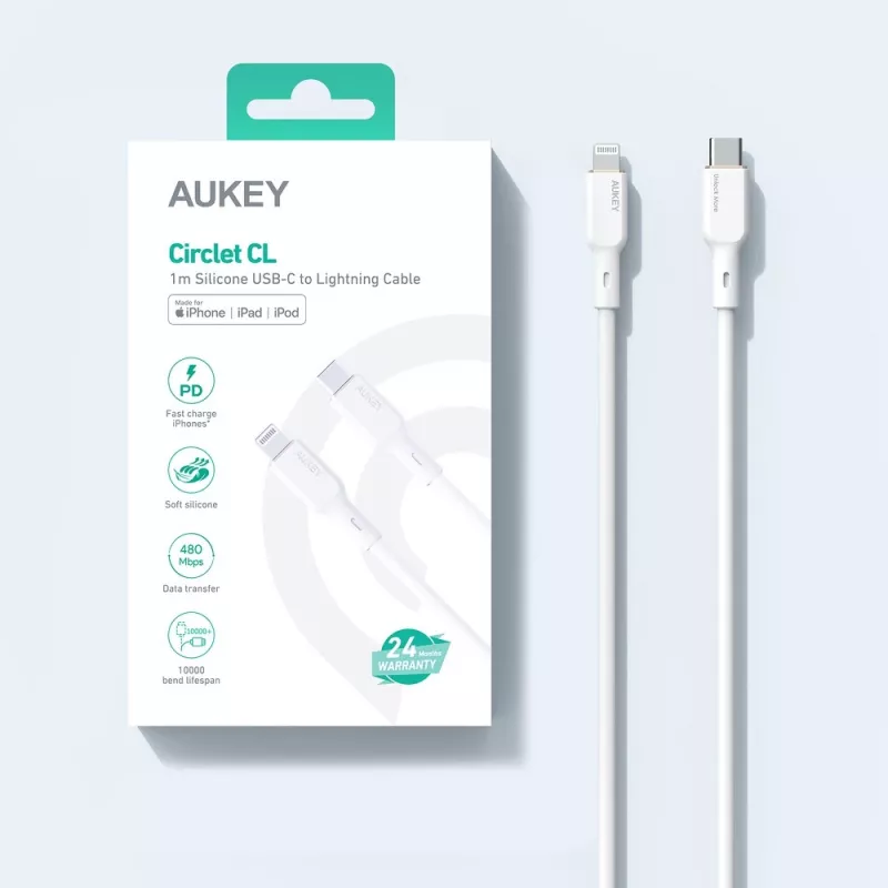 Λευκό καλώδιο σιλικόνης CB-SCL2 Lightning-USB-C USB Power Delivery USB-PD