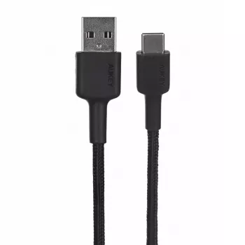 AUKEY CB-CD30 καλώδιο USB-A σε USB-C 0,9 m, πλεκτό νάιλον, 60W PD, 3A, μαύρο
