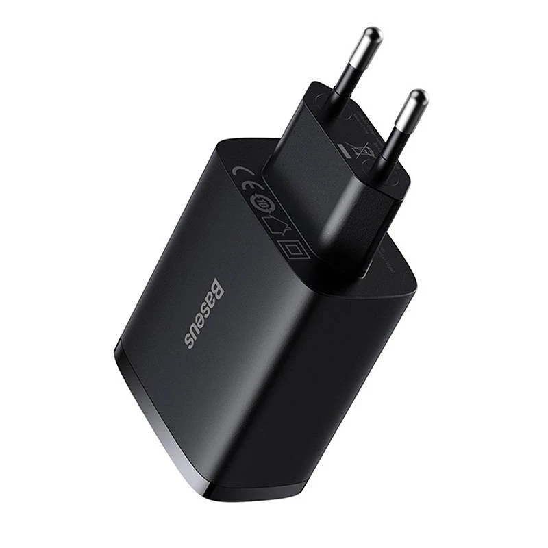 Baseus συμπαγής ταχυφορτιστής, 3x USB, 17 W (μαύρο)