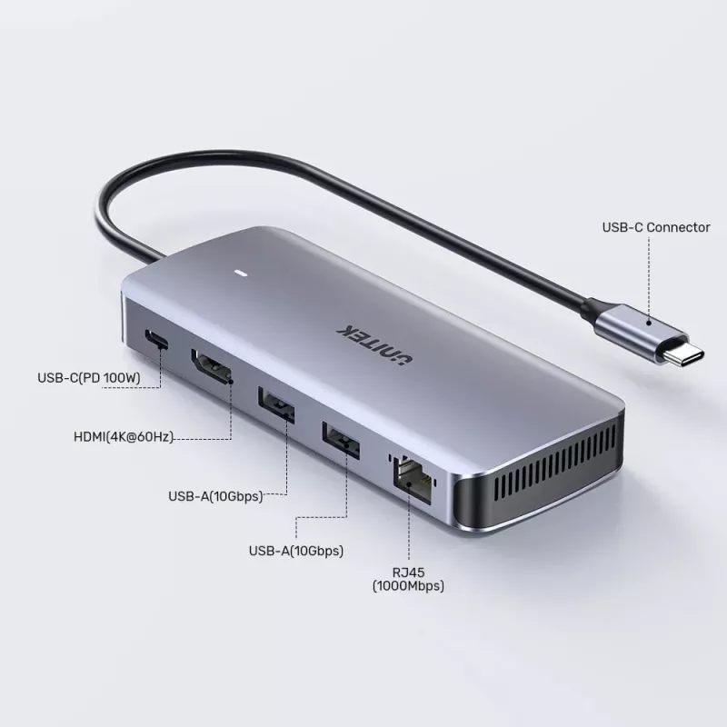 UNITEK Ενεργός Hub USB-C 10GBPS,M.2,HDMI, PD 100W