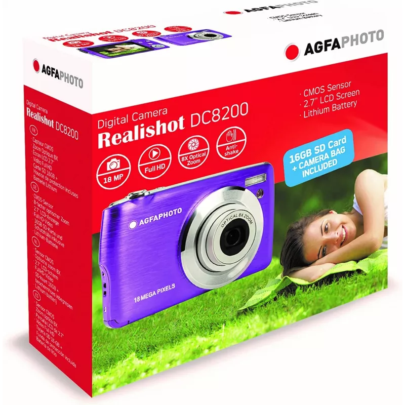 Agfa Photo DC8200 Μωβ + Τσάντα + Κάρτα SD 16 GB