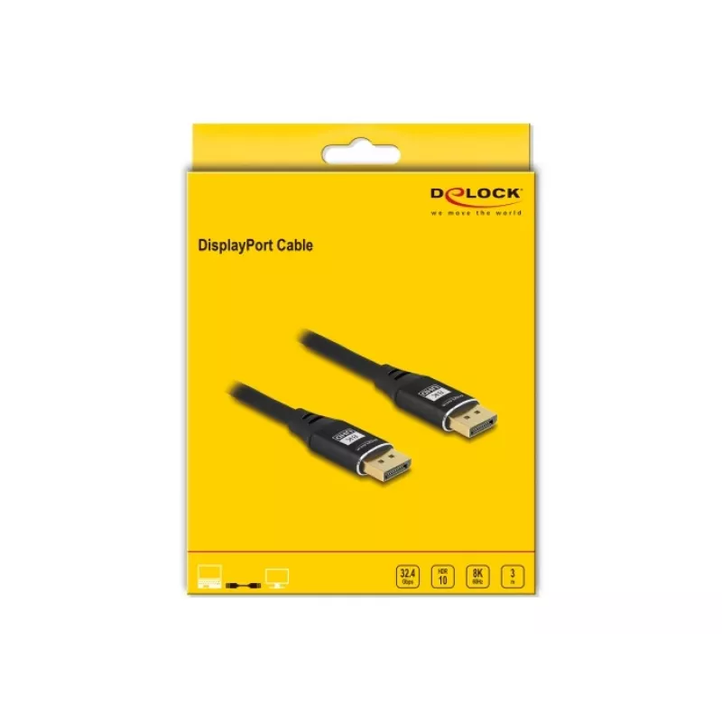 DeLOCK καλώδιο DisplayPort 8K 60 Hz 3 m μαύρο μέταλλο