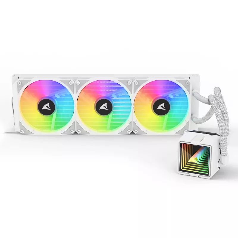 All-in-One Υδρόψυξη CPU Sharkoon S100 ARGB λευκό – Ψυγείο 360 mm, εφέ Infinity Mirror