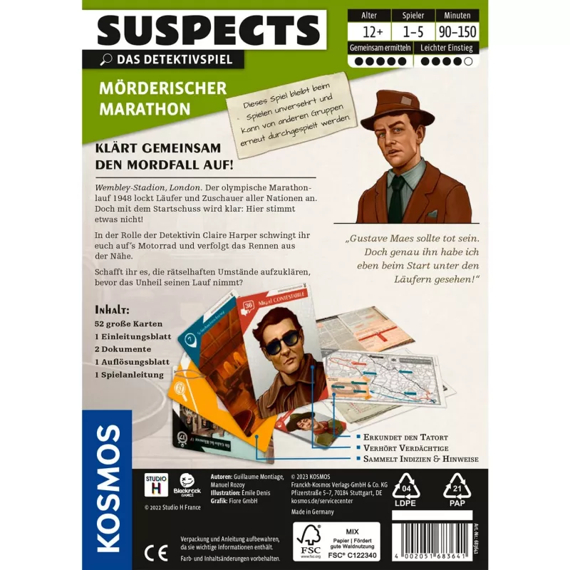 Suspects: Deadly Marathon, παιχνίδι καρτών