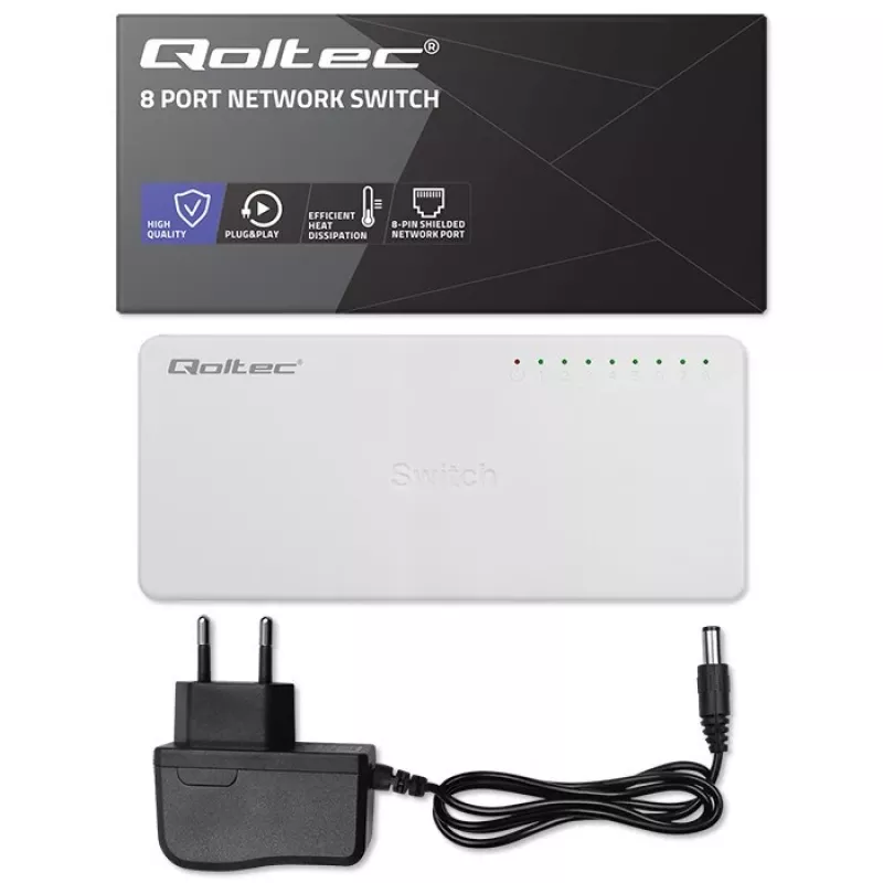 Δικτυακός διακόπτης Qoltec 8x θύρες RJ45 1000Mbps LAN