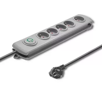 Προστασία Υπέρτασης Qoltec 50272 Γκρι 5 πρίζες AC 230V 3m
