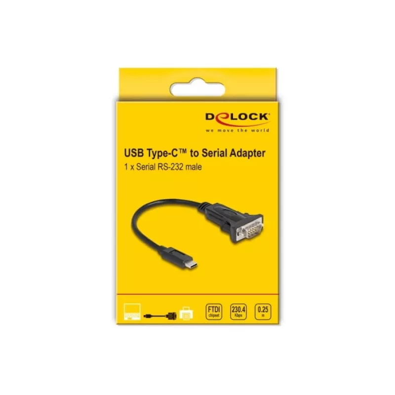 DeLOCK Προσαρμογέας USB Type-C σε RS-232 D-Sub 9-πολικό βύσμα 0,25 m