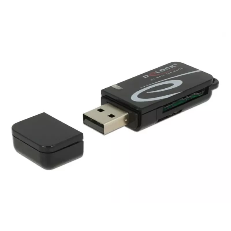 Αναγνώστης καρτών DeLOCK Mini USB 2.0 με υποδοχή SD και micro-SD