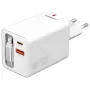 4smarts 541065 GaN Flex Jojo 65W φορτιστής τοίχου, 2x USB-C PD + USB-A QC 3.0, ανασυρόμενο καλώδιο USB-C, 100-240V, λευκός