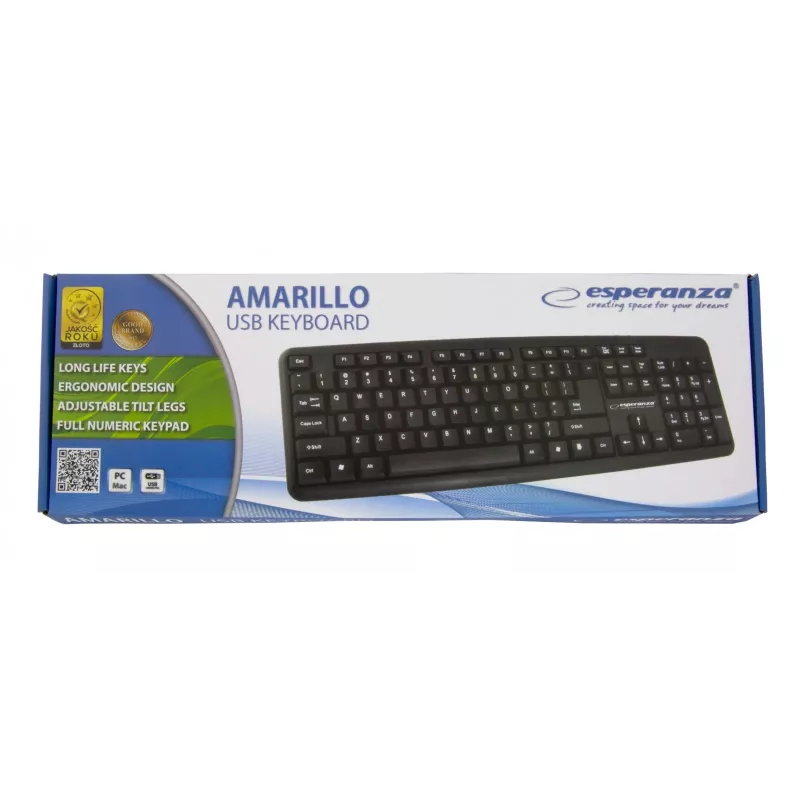 Ενσύρματο πληκτρολόγιο ESPERANZA EK134 Full-Size 100% USB, μαύρο, καλώδιο 1,45 m