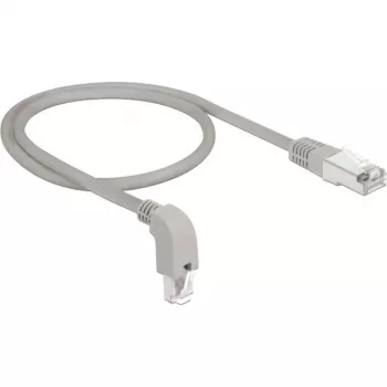 DeLOCK - Καλώδιο patch - RJ-45 (M) με γωνία προς τα κάτω σε RJ-45 (M) - 50cm - S/FTP - CAT 6a - θωρακισμένο, χωρίς αλογόνα - Γκρι (85873)
