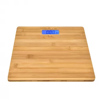 Jata HBAS1489 ηλεκτρονική ζυγαριά μπάνιου, 180 kg, διαβάθμιση 100 g, πλατφόρμα από πρεσαριστό μπαμπού, οθόνη LCD