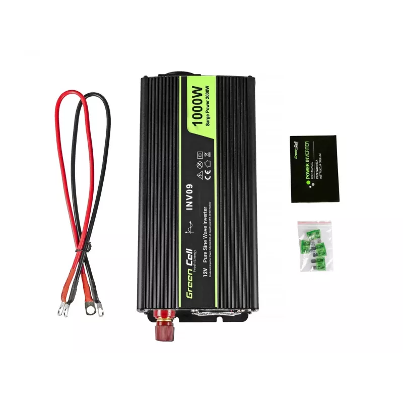 Green Cell INV09 Μετατροπέας τάσης αυτοκινήτου 1000 W Μαύρος