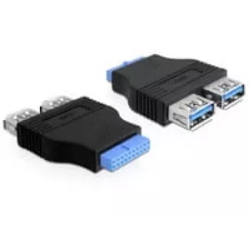 Delock προσαρμογέας USB 3.0 Pin Header υποδοχή θηλυκή > 2 x USB 3.0 υποδοχή θηλυκή - δίπλα-δίπλα (65324)