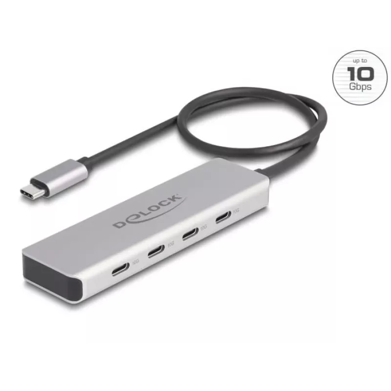 DeLOCK Hub USB Type-C 10 Gbps 4 θυρών Αλουμίνιο Γκρι