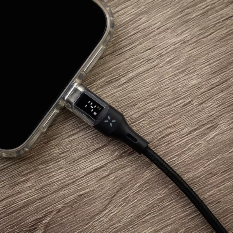 Fixed | καλώδιο USB-C/USB-C με οθόνη, υποστήριξη PD, 2m, USB 2.0, 100W | FIXDD-CC2-BK