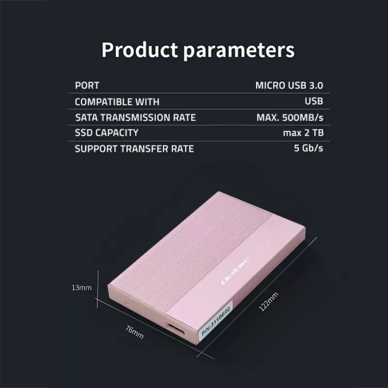 Θήκη για SSD HDD 2,5 ιντσών, SATA, USB 3.0, 2 TB