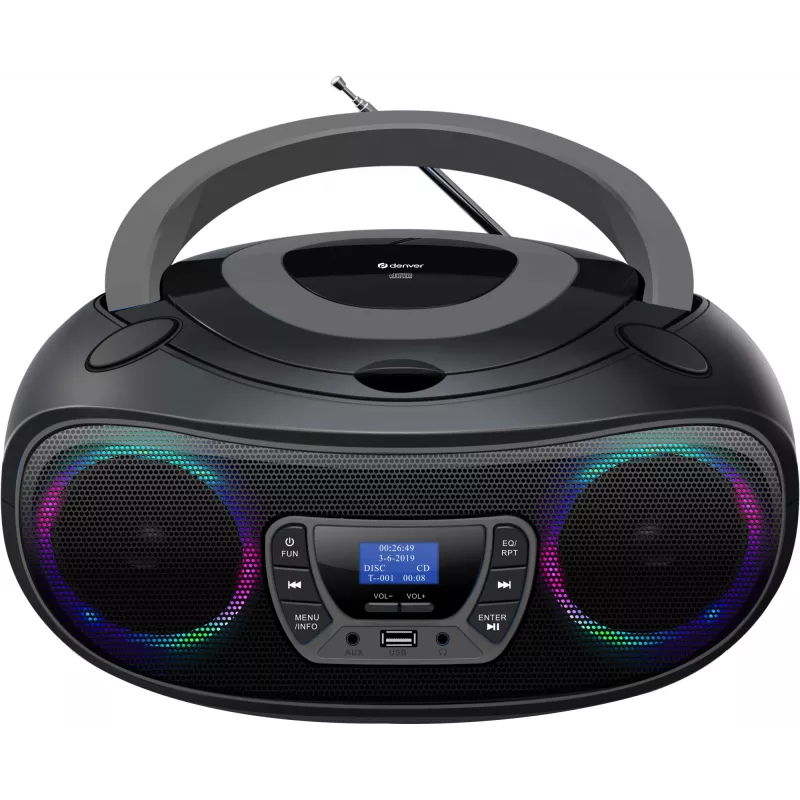Denver TDB-212GR DAB+ boombox με συσκευή αναπαραγωγής CD, DAB+/FM, Bluetooth, USB, AUX, γκρι