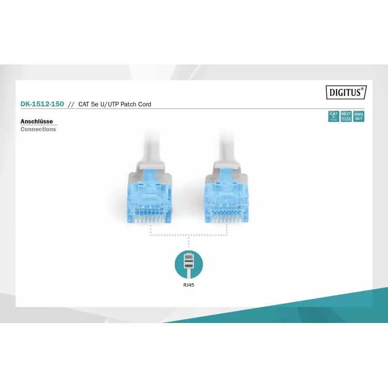 Digitus DK-1512-150 καλώδιο δικτύου RJ45 CAT 5e U/UTP γκρι 15m