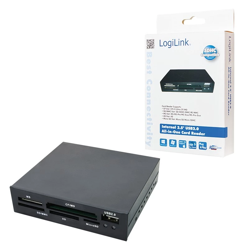 LogiLink CR0012 Αναγνώστης καρτών USB 2.0 εσωτερικός Μαύρο