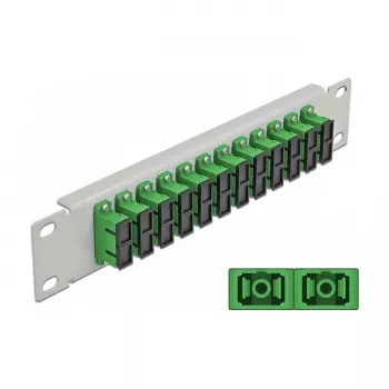 Patchpanel LWL DeLOCK 10 ιντσών 12 Port SC Duplex πράσινο 1HE γκρι