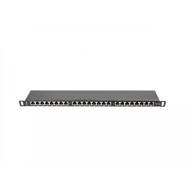 Patchpanel LANBERG PPS5-0024-B 24 θυρών CAT5e, μέταλλο, 0,5 U, 445×99×22,3 mm, μαύρο