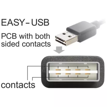 DeLOCK Easy - Καλώδιο USB - USB (Α) αριστερά/δεξιά γωνιακό, αναστρέψιμο σε USB Type B (Α) - USB2.0 - 50 cm - Μαύρο (85167)