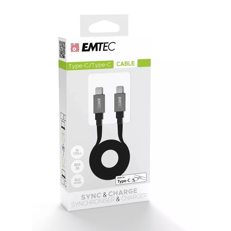 Καλώδιο USB Emtec T700C2 1,2 m USB-C μαύρο