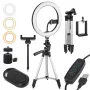 Maclean MCE610 10 12W LED Ring Light με τρίποδο και Bluetooth shutter, 3 χρώματα, 10 επίπεδα φωτεινότητας, 10% -100% ρυθμιζόμενη φωτεινότητα, 160 LED, βάση smartphone, φως φωτισμού