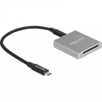 DeLOCK 91006 Αναγνώστης καρτών Γκρι SD USB Type-C 10000 Mbit/s