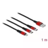 Καλώδιο φόρτισης USB DeLOCK 3 σε 1 Type-A σε Lightning / 2 x USB Type-C 1 m μαύρο / κόκκινο