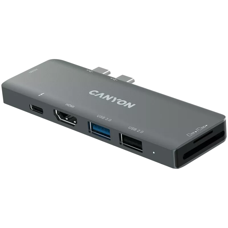 Canyon DS-5 USB 2.0 Type-C Γκρι Αναγνώστης καρτών SD 60 Hz