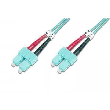 DIGITUS Professional - καλώδιο patch - SC Multimode (M) σε SC Multimode (M) - 2 m - οπτική ίνα - 50/125 μικρόμετρα - OM3 - χωρίς αλογόνα - aquamarine