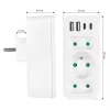 Πολύπριζο MACLEAN MCE248 F/W — 3 πρίζες AC (1×16A, 2×6A) + 4×USB (2×A, 2×C PD 20W), βύσμα EU, λευκό