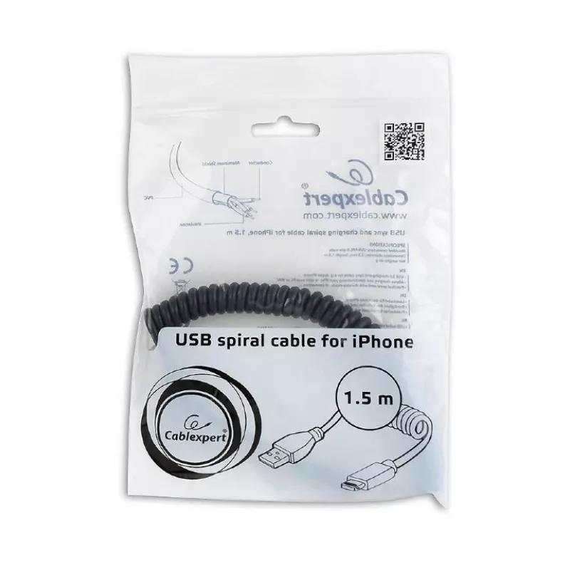 Καλώδιο Lightning Gembird CC-LMAM-1.5M — 1,5 m, Lightning σε USB-A, Μαύρο