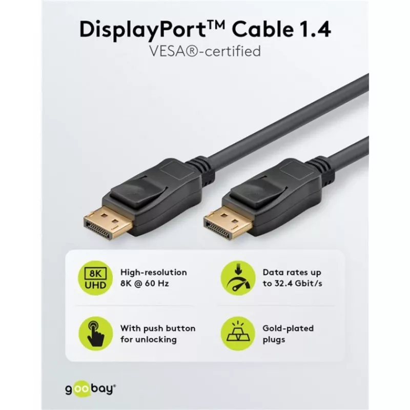 Καλώδιο DisplayPort Goobay 74779 3 m Μαύρο G-Sync FreeSync