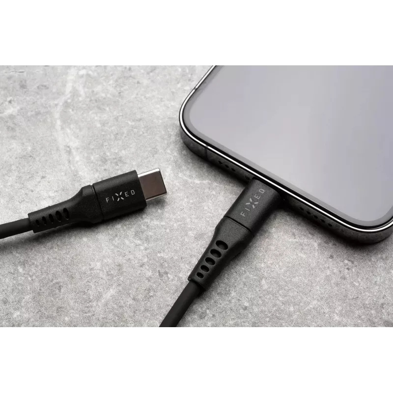 FIXED καλώδιο υγρής σιλικόνης USB-C/USB-C, 0,5m, 60W, μαύρο | Fixed