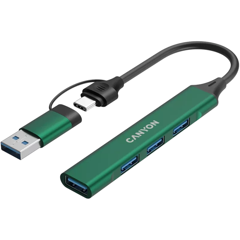 CANYON Hub DS-02 4in1 USB-A/C Πράσινο