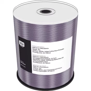 MediaRange Inkjet Fullsurface-Printable - 100 x DVD+R 16x - Μέσο αποθήκευσης (MR414)