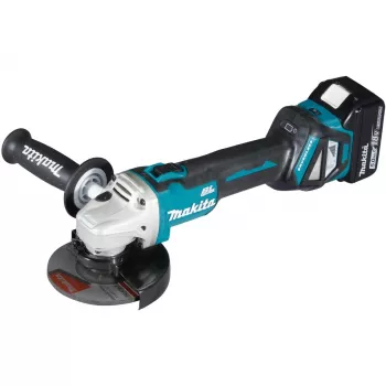 Επαναφορτιζόμενος γωνιακός τροχός DGA511RTJ 18Volt μπλε μαύρο 2x Li-Ion 5,0Ah σε MAKPAC μέγεθος 2