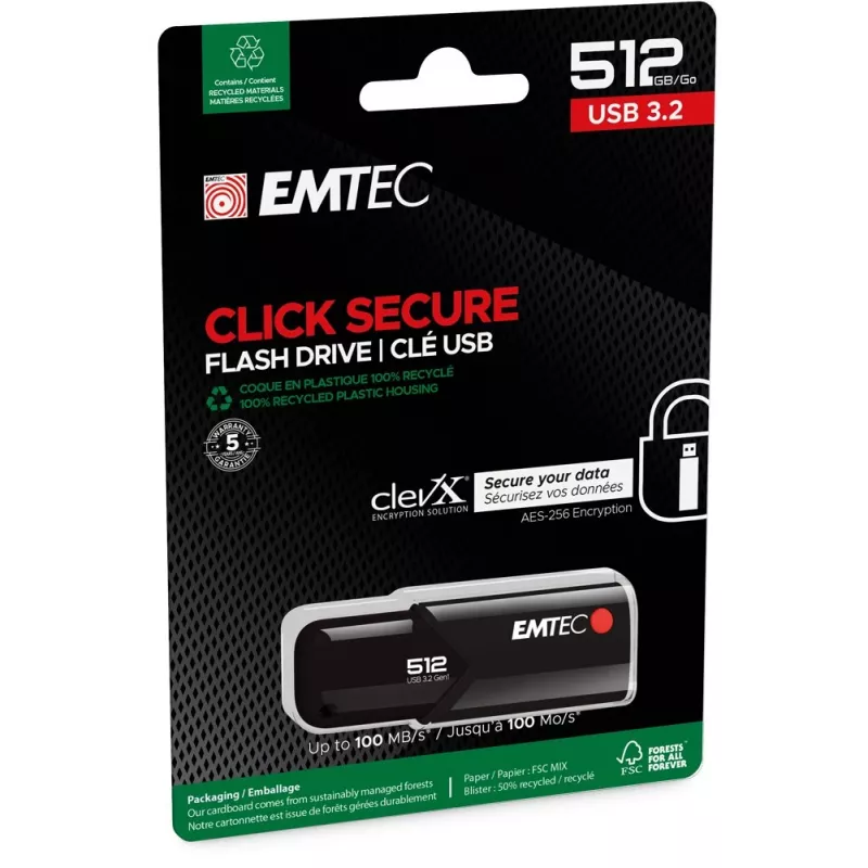 USB stick Emtec B120 Click Secure 512 GB USB Type-A 3.2 Gen 2
