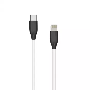 Καλώδιο σιλικόνης USB Type-C - Lightning (λευκό, 1m)