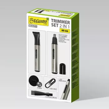 Σετ trimmer 2-in-1 Maestro MR-666 USB — επαναφορτιζόμενο σετ διπλής περιποίησης