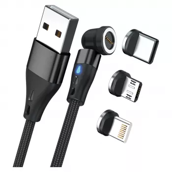 Καλώδιο USB RealPower MagneticCharge3 0,2 m USB A μαύρο γρήγορη φόρτιση