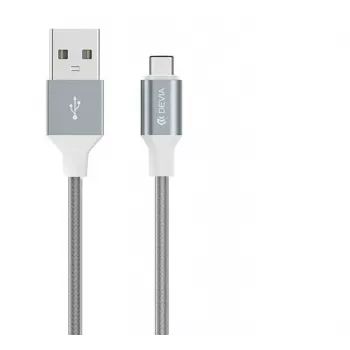Καλώδιο USB Micro-B Devia Pheez Series 1 m, 5V 2,4A, γκρι
