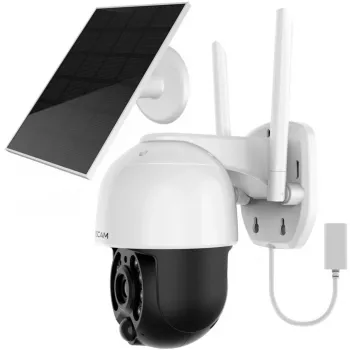 Foscam B4 κάμερα ασφαλείας IP Wi-Fi εξωτερικού χώρου, dome, 4 MP (2560 x 1440), με ηλιακό πάνελ, με μπαταρία, περιστροφή και κλίση, ψηφιακό ζουμ 6x, λευκή