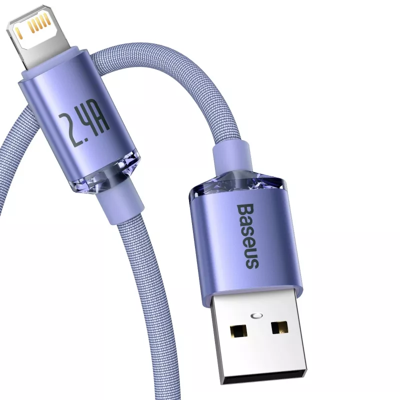 Καλώδιο Baseus Crystal Shine USB σε Lightning, 2,4A, 2m (μωβ)